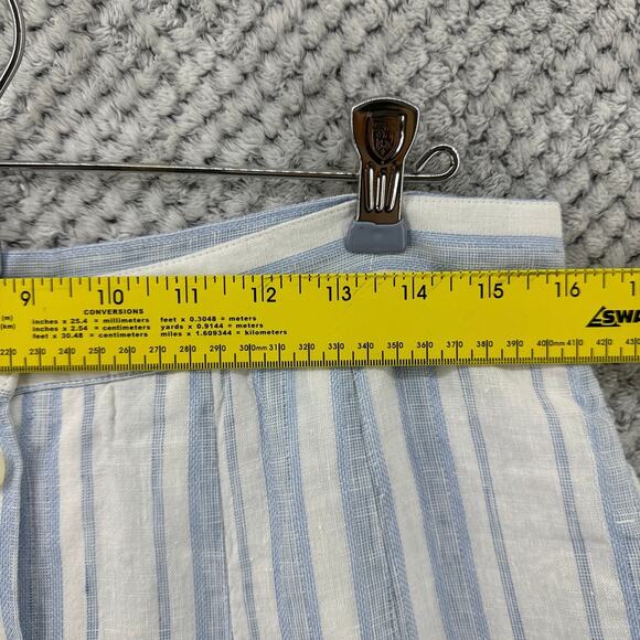 Brooks Brothers Skirt 12P Striped White Blue Linen A-Line Godet Pleats Lined - Picture 10 of 10